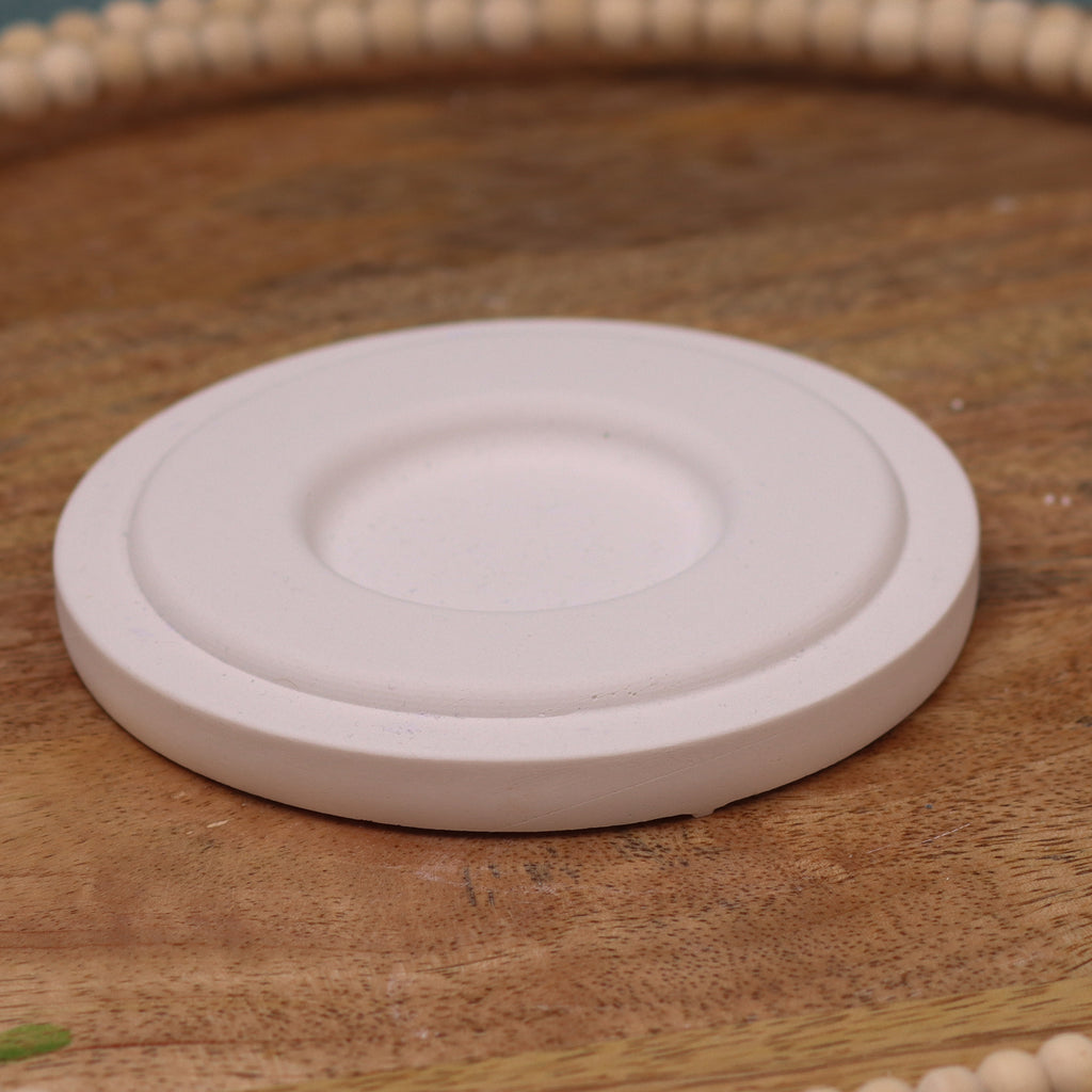 Runder Untersetzer- Gießobjekt aus weißem Gips für Teelichter – Zubehör für Lichtkuppeln