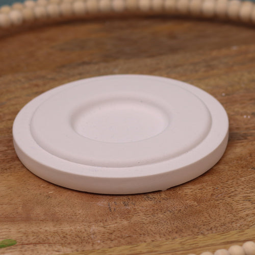 Runder Untersetzer- Gießobjekt aus weißem Gips für Teelichter – Zubehör für Lichtkuppeln