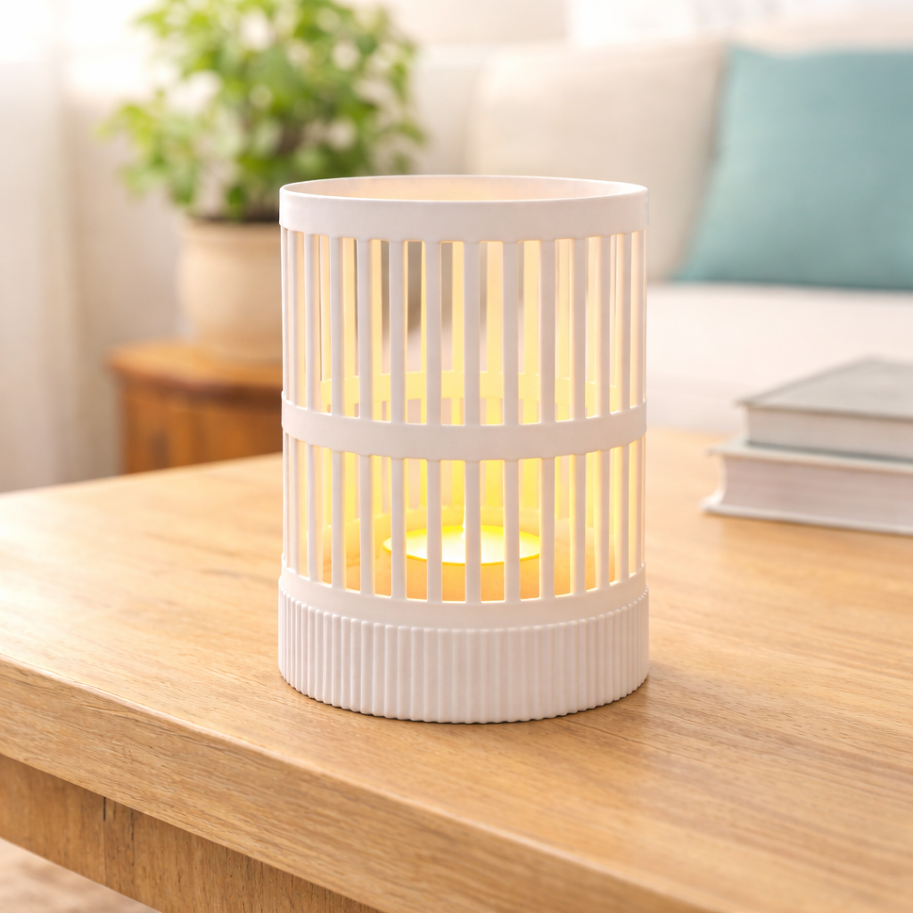 ULLA - Windlicht Rillen mit 2 passenden Sockeln - Digitale 3D-Druckdateien (3MF-Format)