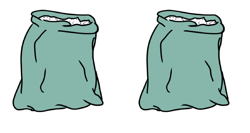 Zwei-Betonsäcke-Gipssäcke