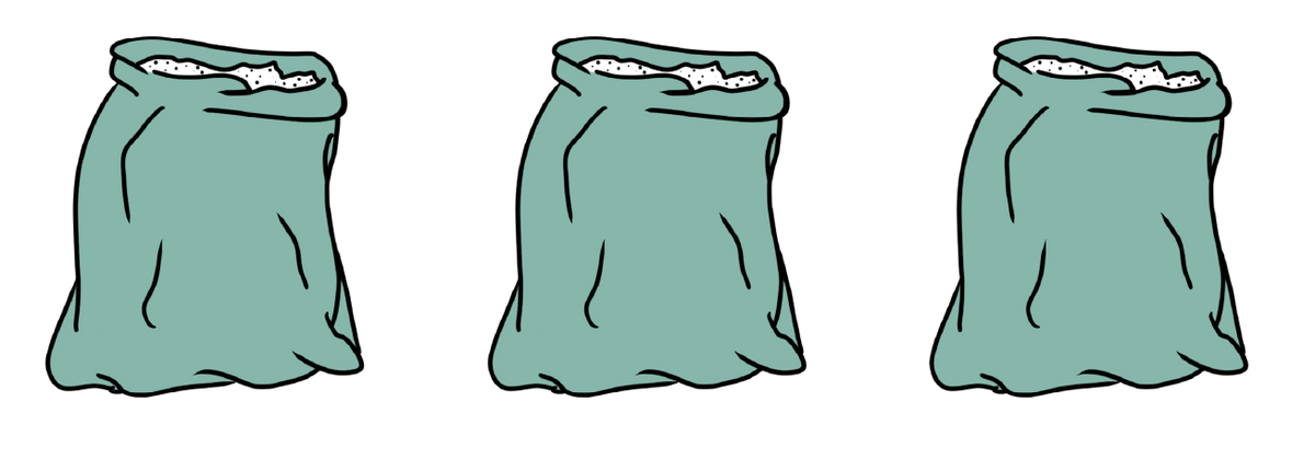 Drei-Betonsäcke-Gipssäcke