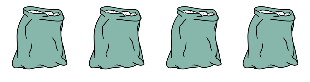 Vier-Betonsäcke-Gipssäcke