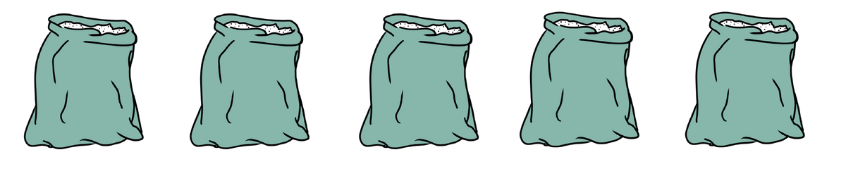 Fünf-Betonsäcke-Gipssäcke