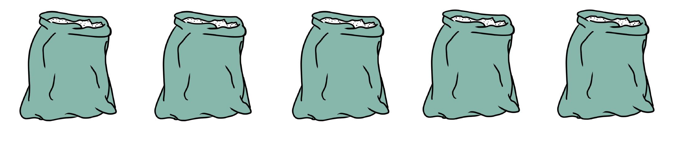 Fünf-Betonsäcke-Gipssäcke