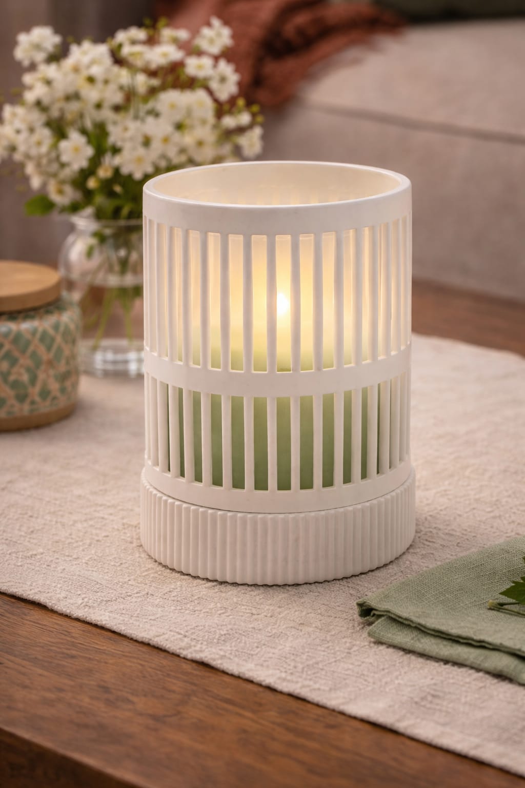 ULLA - Windlicht Rillen mit 2 passenden Sockeln - Digitale 3D-Druckdateien (3MF-Format)